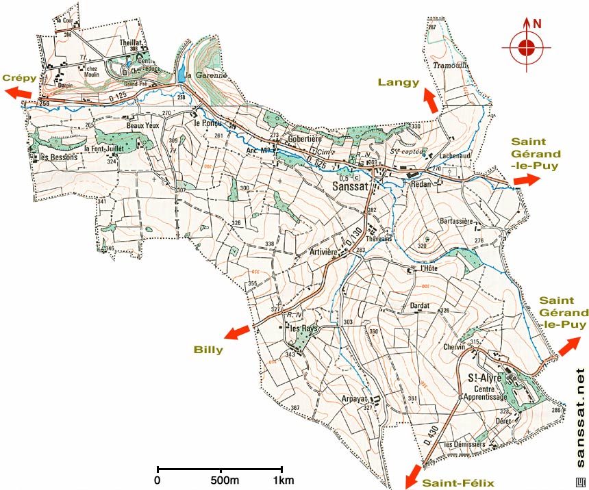 carte du territoire de la commune