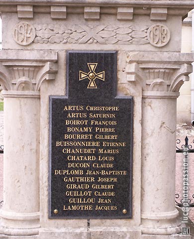 Plaque 1 des noms du monument aux morts de Sanssat